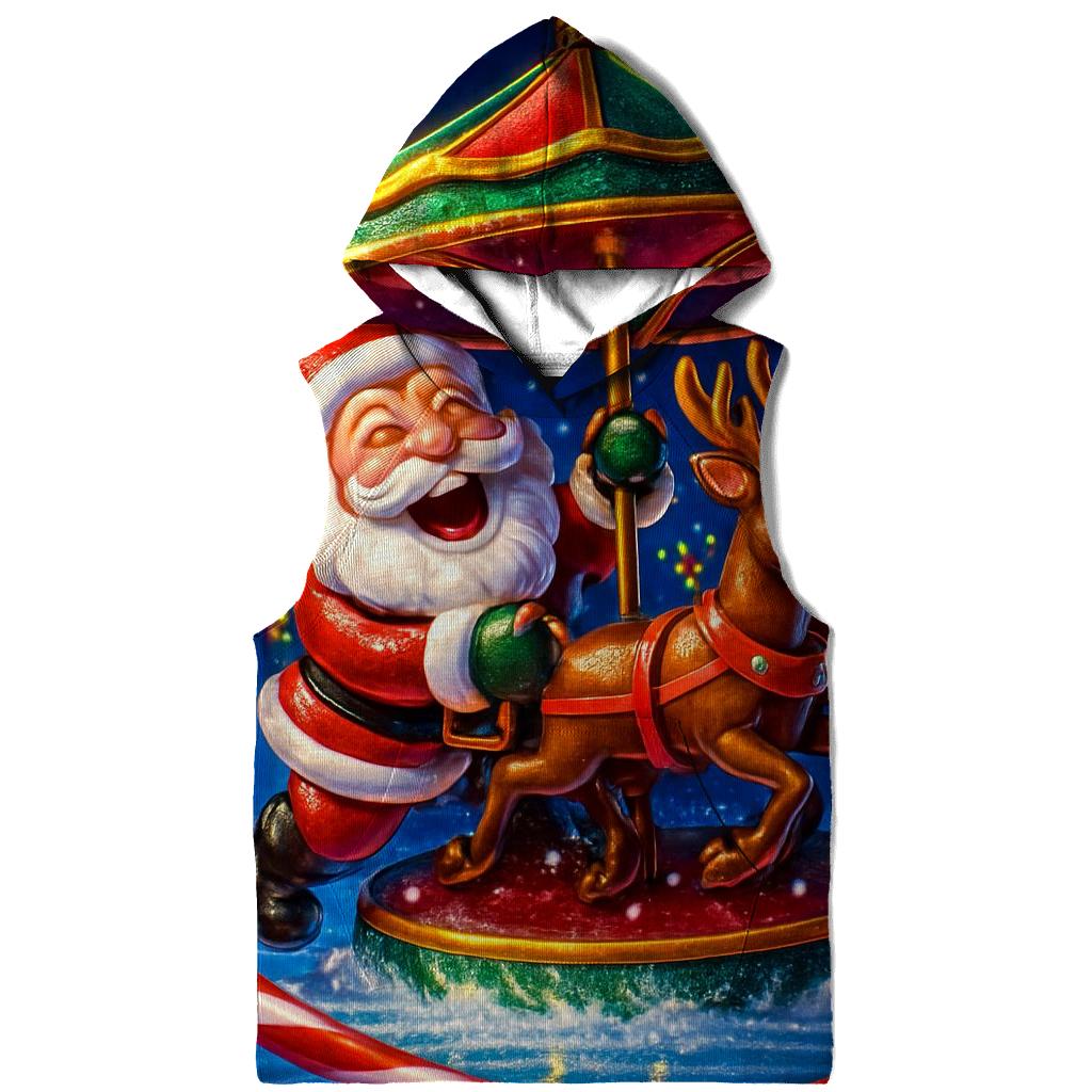 Santa And The Mischief Carousel Reindeer graphic hoodies