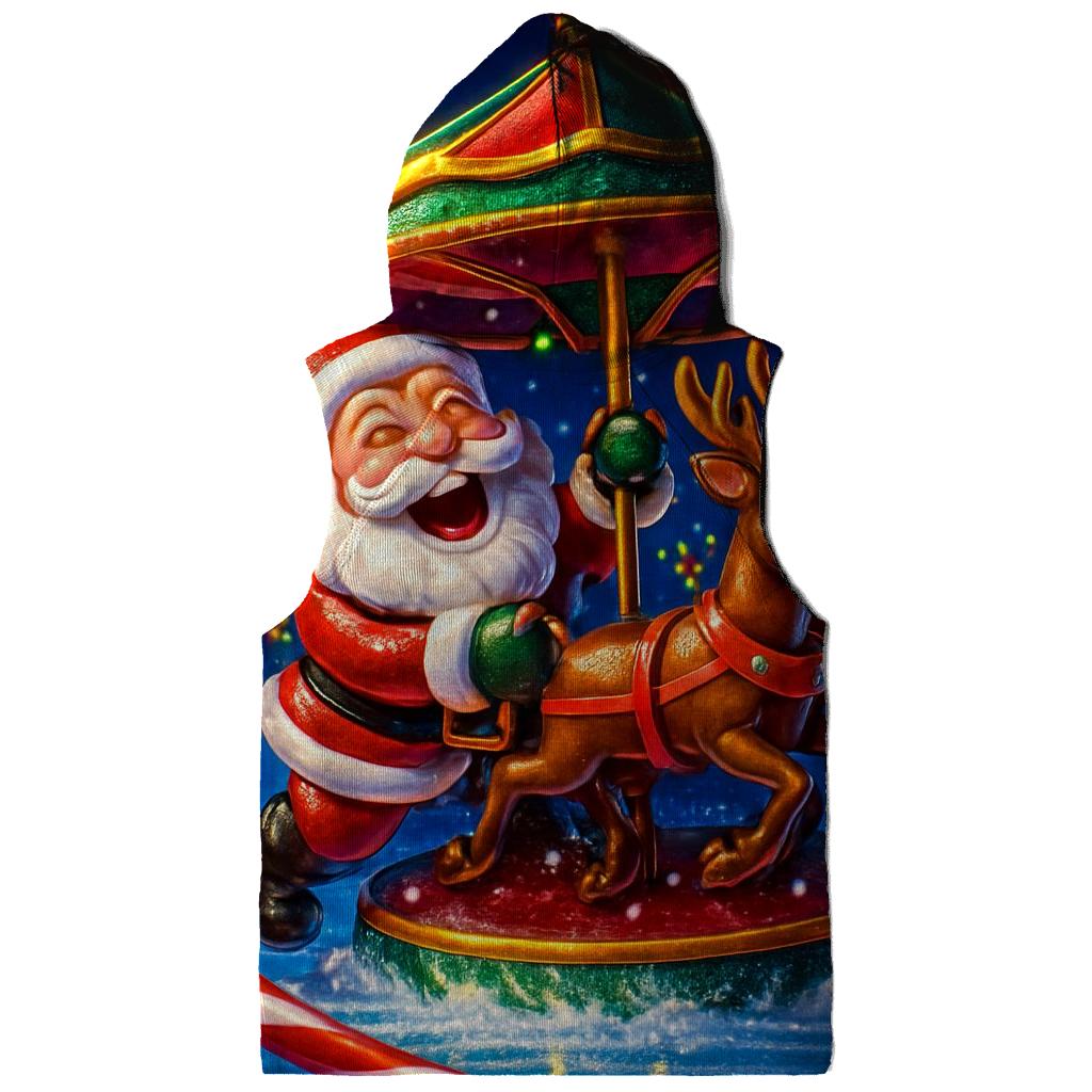 Santa And The Mischief Carousel Reindeer graphic hoodies