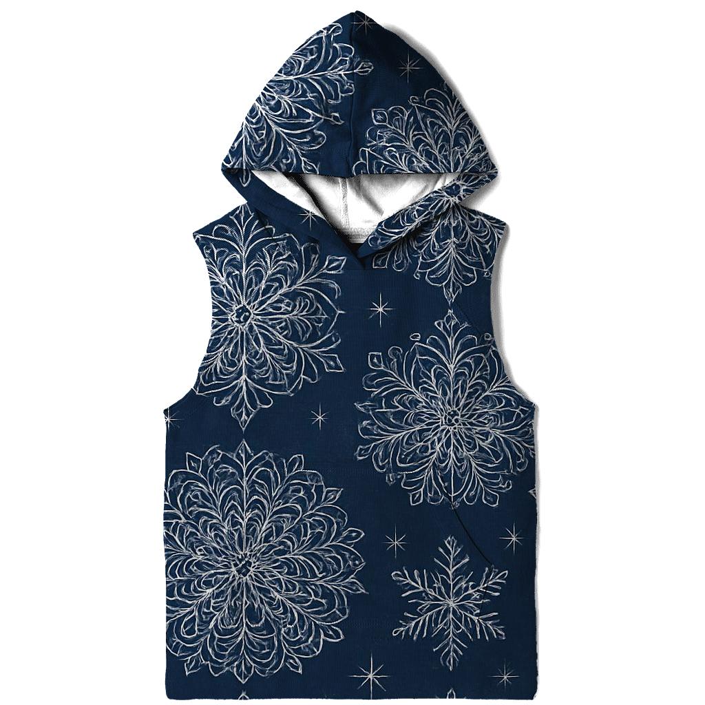 Snowflake Rosette Tessellation On Navy Blue Background embroidered hoodies