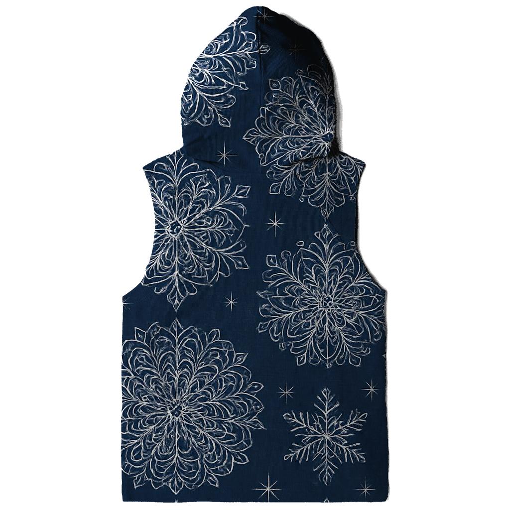Snowflake Rosette Tessellation On Navy Blue Background embroidered hoodies