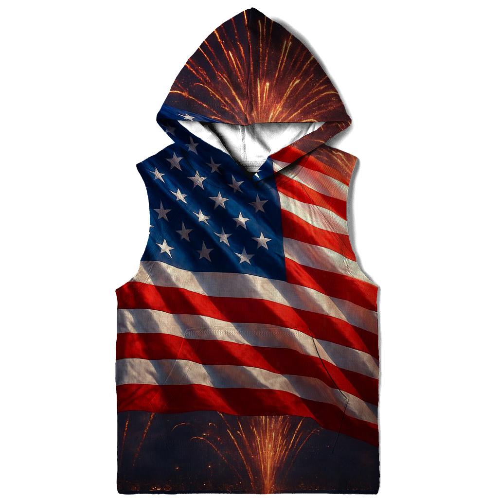 Fireworks Crown Over Waving Banner printed hoodies