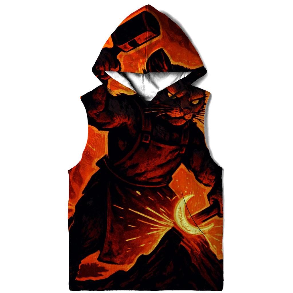 Volcanic Forge Blacksmith Cat designer hoodies