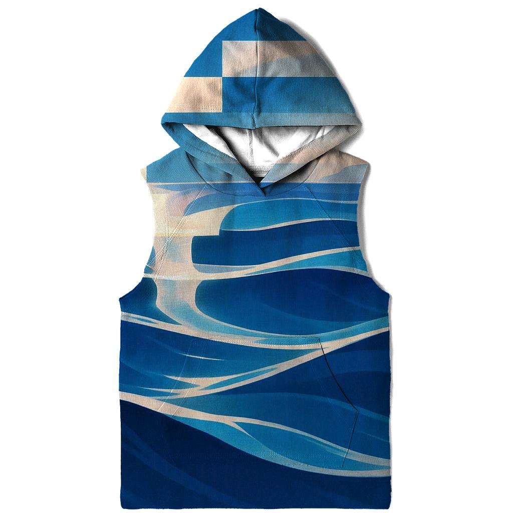 Greece Abstract Aegean Waves premium hoodies