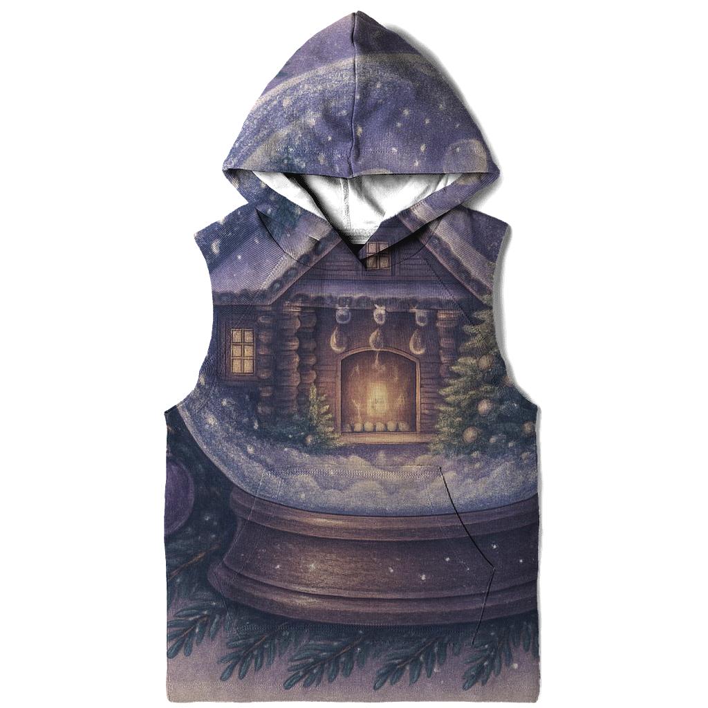 Moonlit Cabin Fireplace Snow Globe hoodies fashion