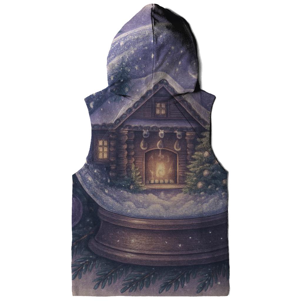 Moonlit Cabin Fireplace Snow Globe hoodies fashion