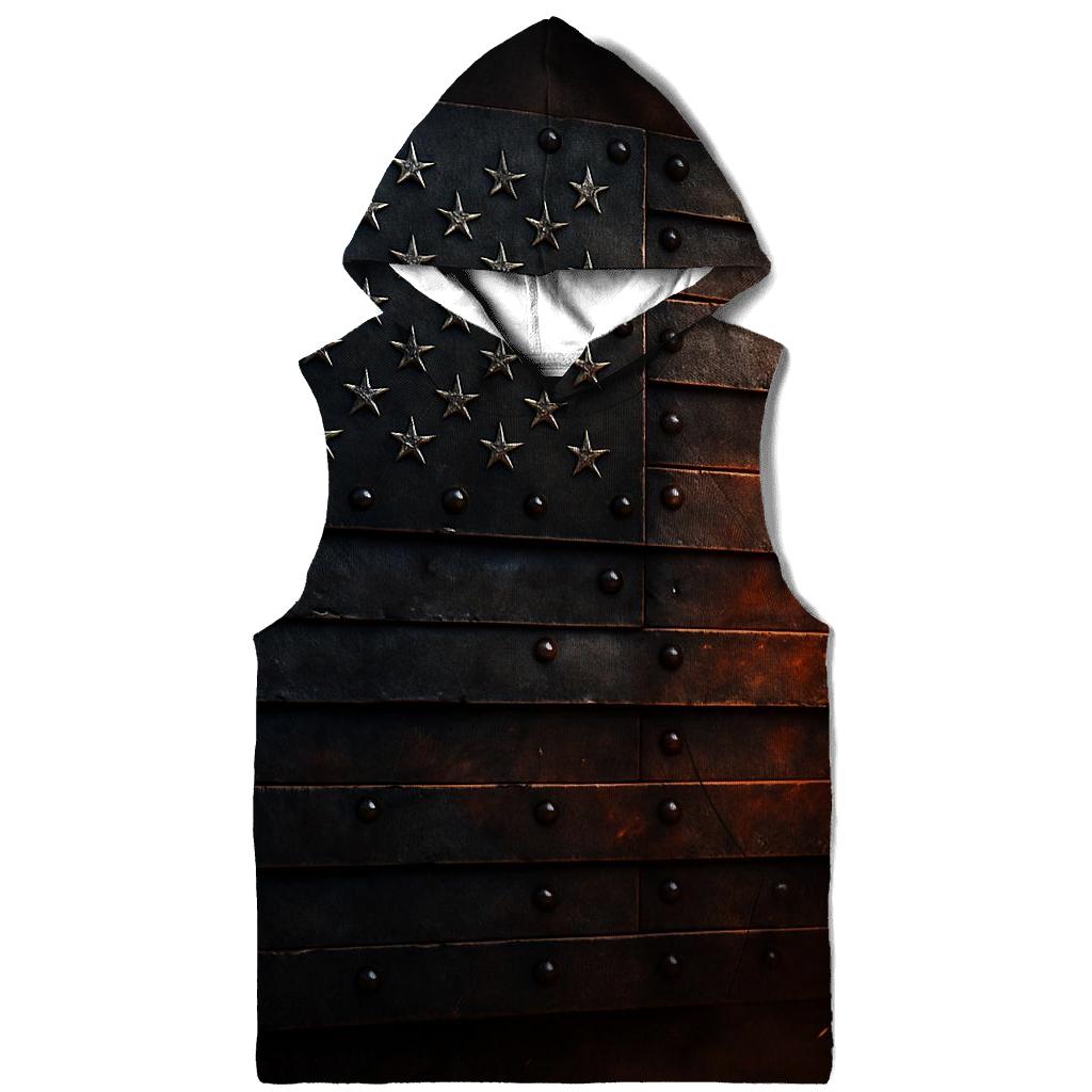 Industrial Rivet Flag Forge premium hoodies