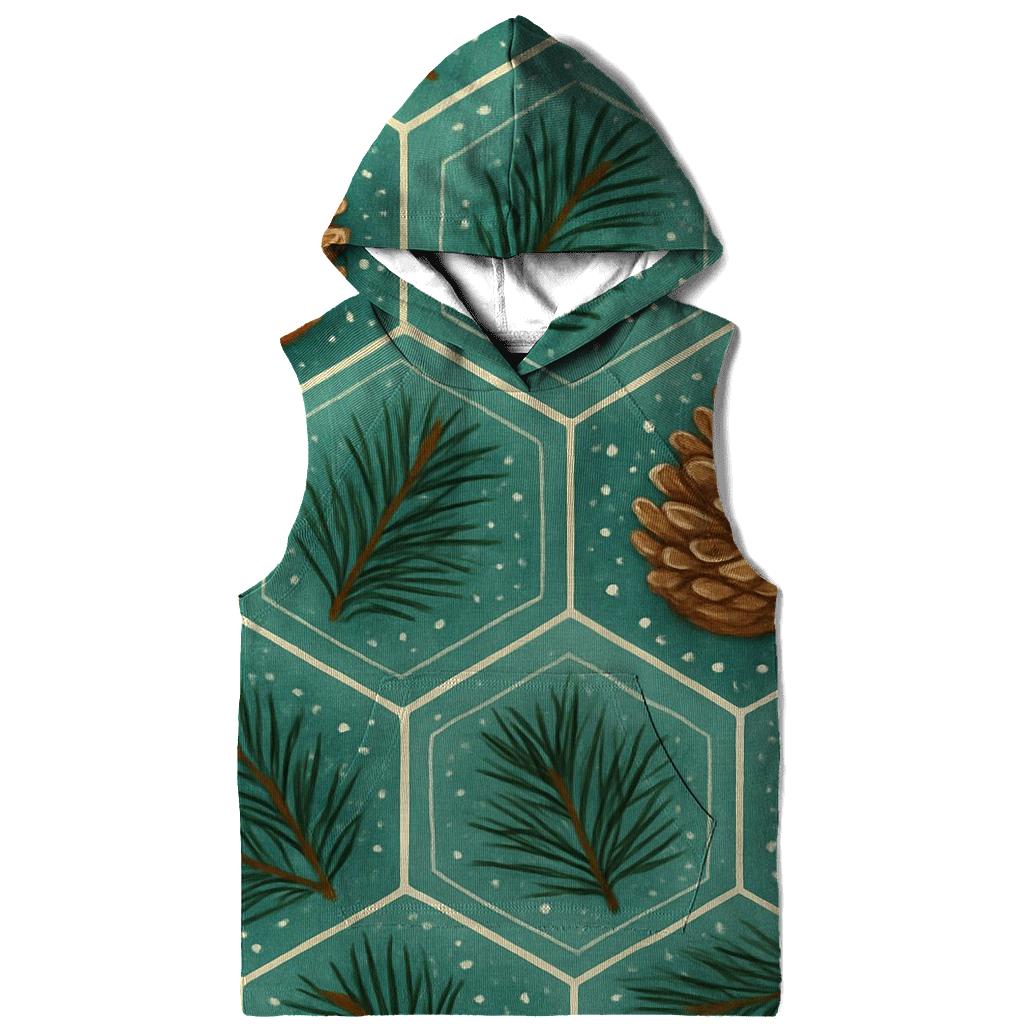 Winter Pine Cone Hex Tessellation On Teal Background custom hoodies