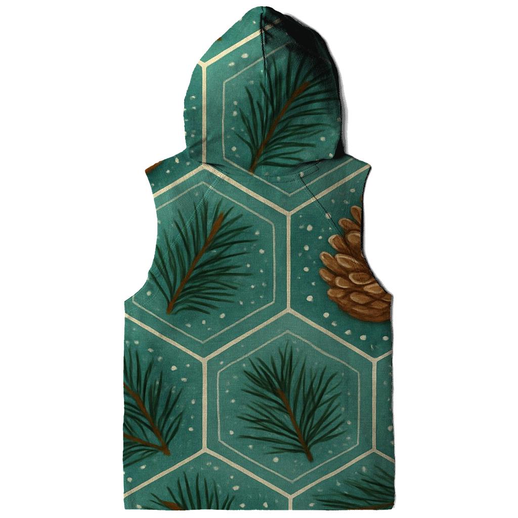 Winter Pine Cone Hex Tessellation On Teal Background custom hoodies
