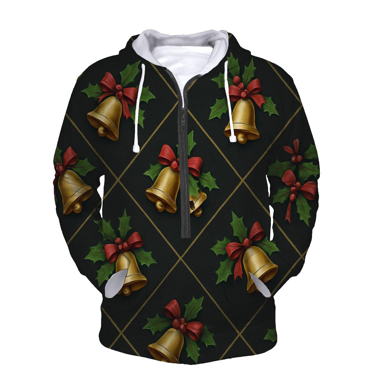 Golden Bell Lattice On Charcoal Background zip-up hoodies