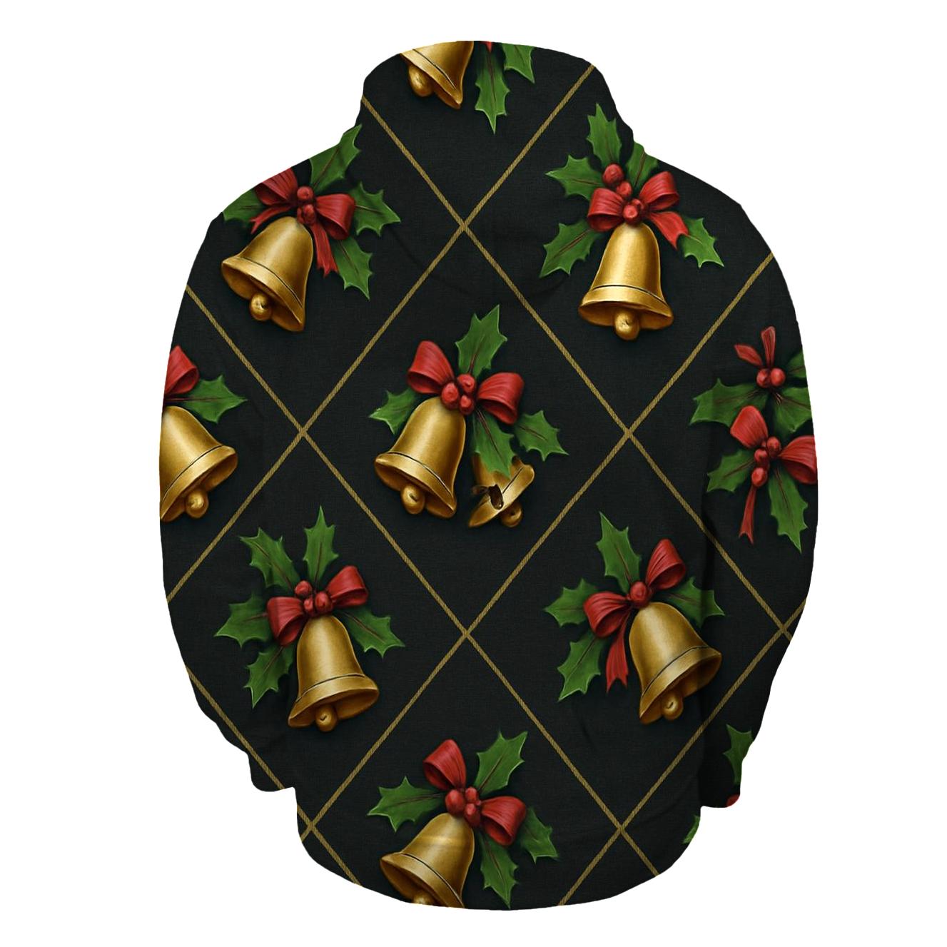 Golden Bell Lattice On Charcoal Background zip-up hoodies