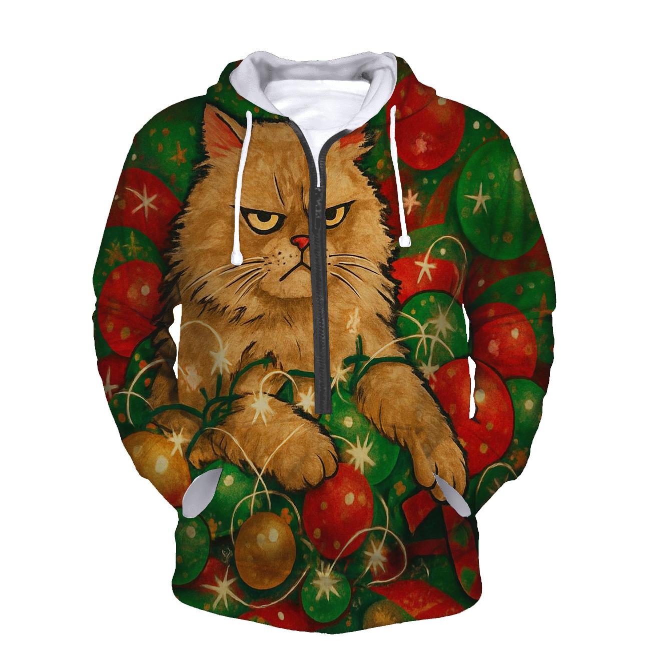 Grumpy Cat Tangled In Ornament Nebula premium hoodies