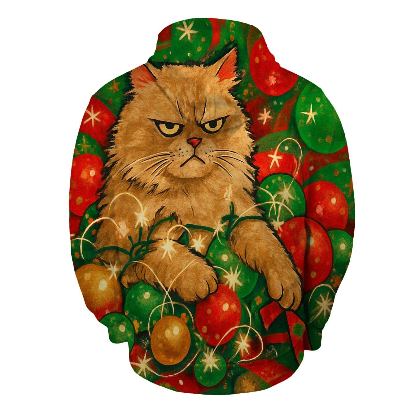 Grumpy Cat Tangled In Ornament Nebula premium hoodies