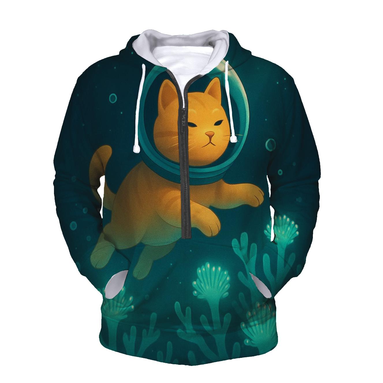 Coral Reef Astronaut Cat custom hoodies