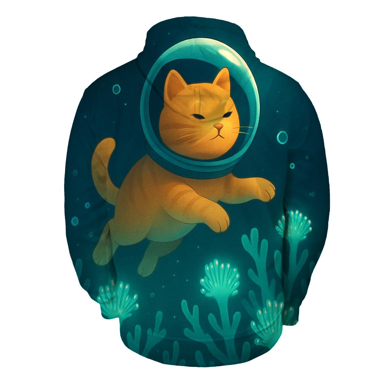 Coral Reef Astronaut Cat custom hoodies