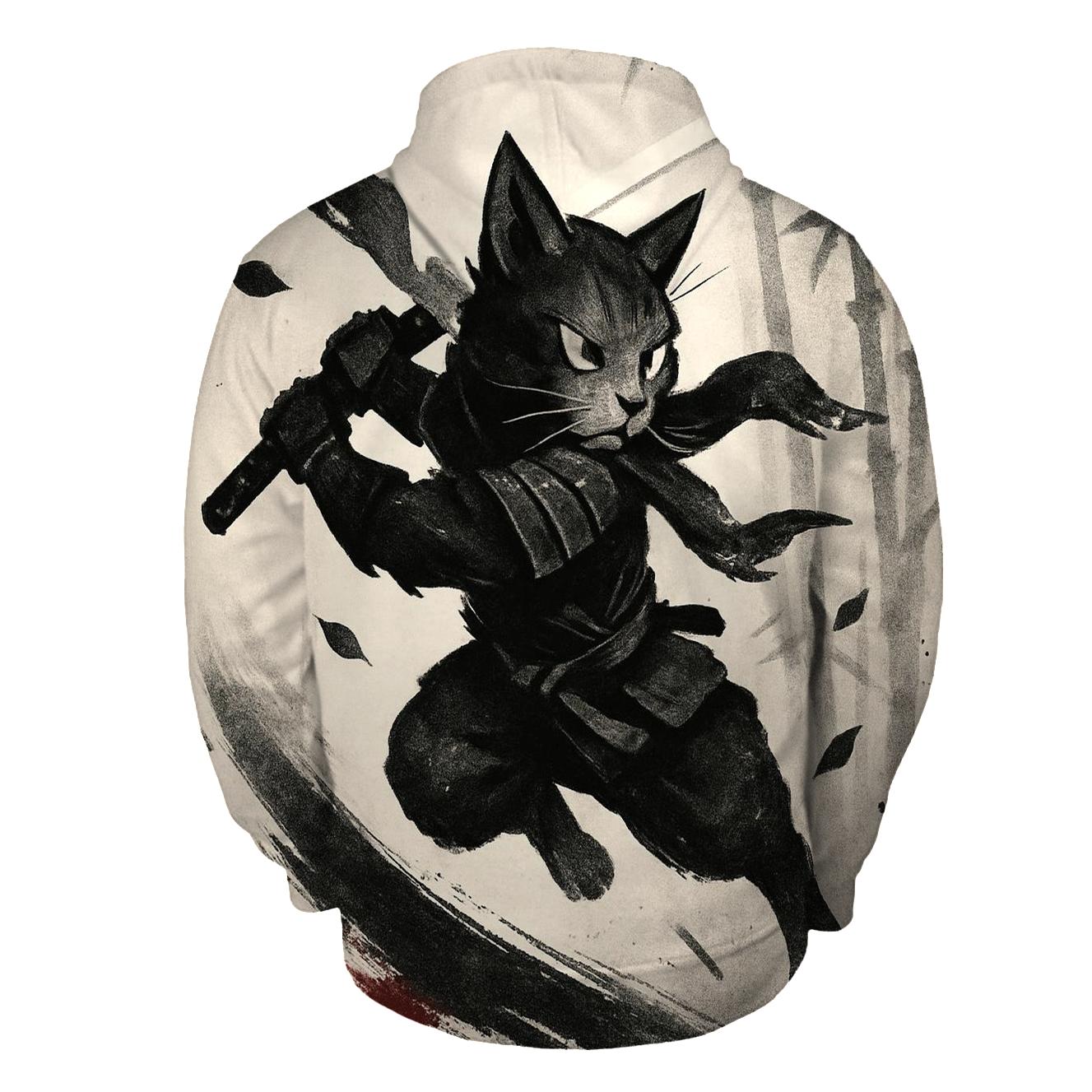 Ink Wash Bamboo Duel Cat designer hoodies