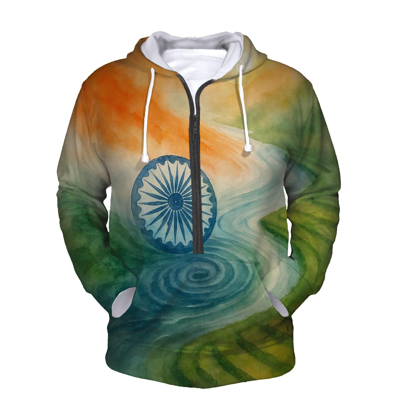 India Watercolor River Flag premium hoodies