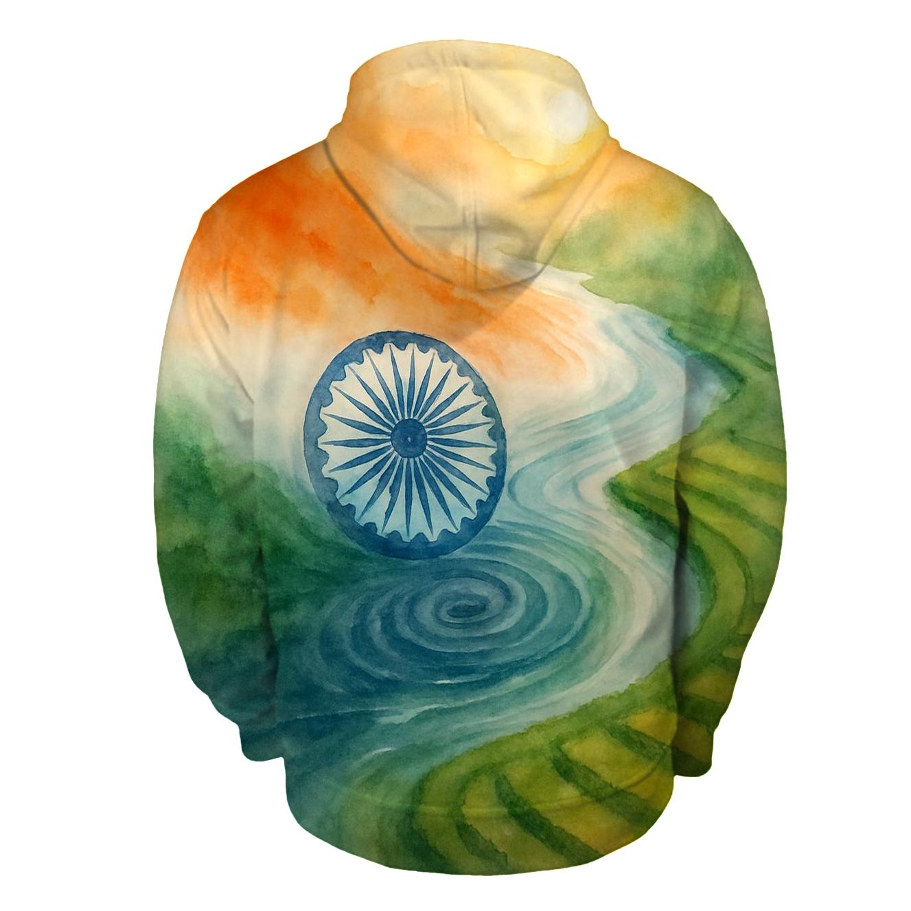India Watercolor River Flag premium hoodies