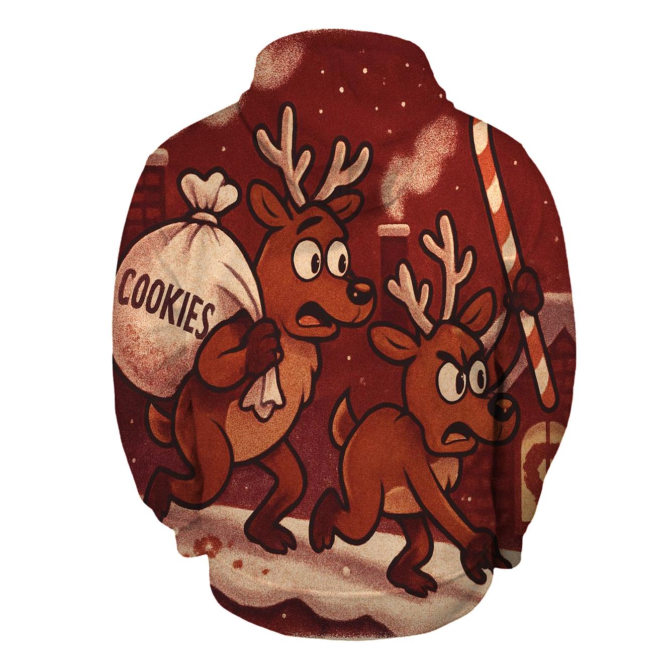 Reindeer Cookie Heist On The Rooftop lightweight hoodies