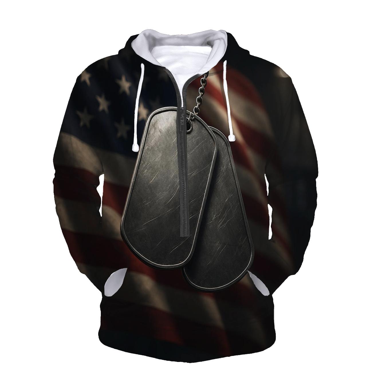 Dog Tags In The Flaglight pullover hoodies