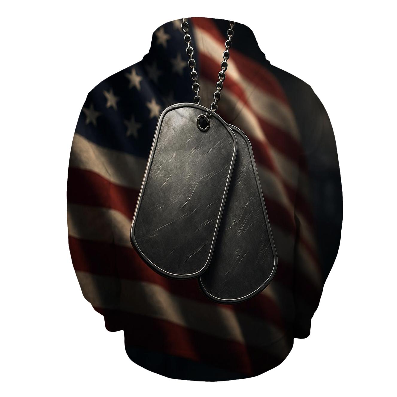 Dog Tags In The Flaglight pullover hoodies