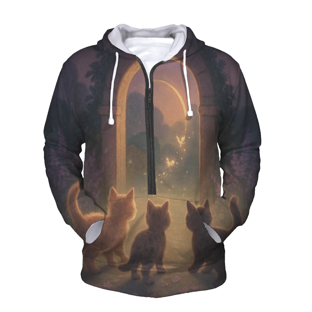 Misty Garden Gate Purr Portal premium hoodies