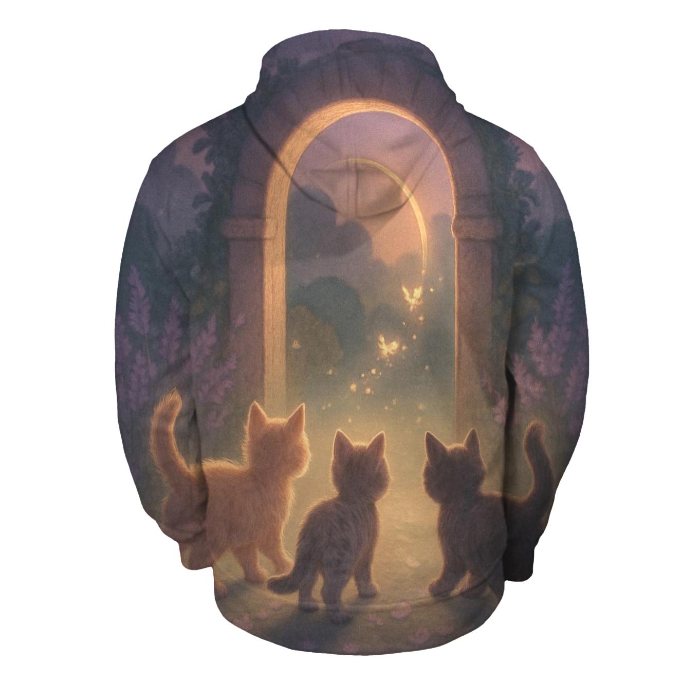 Misty Garden Gate Purr Portal premium hoodies