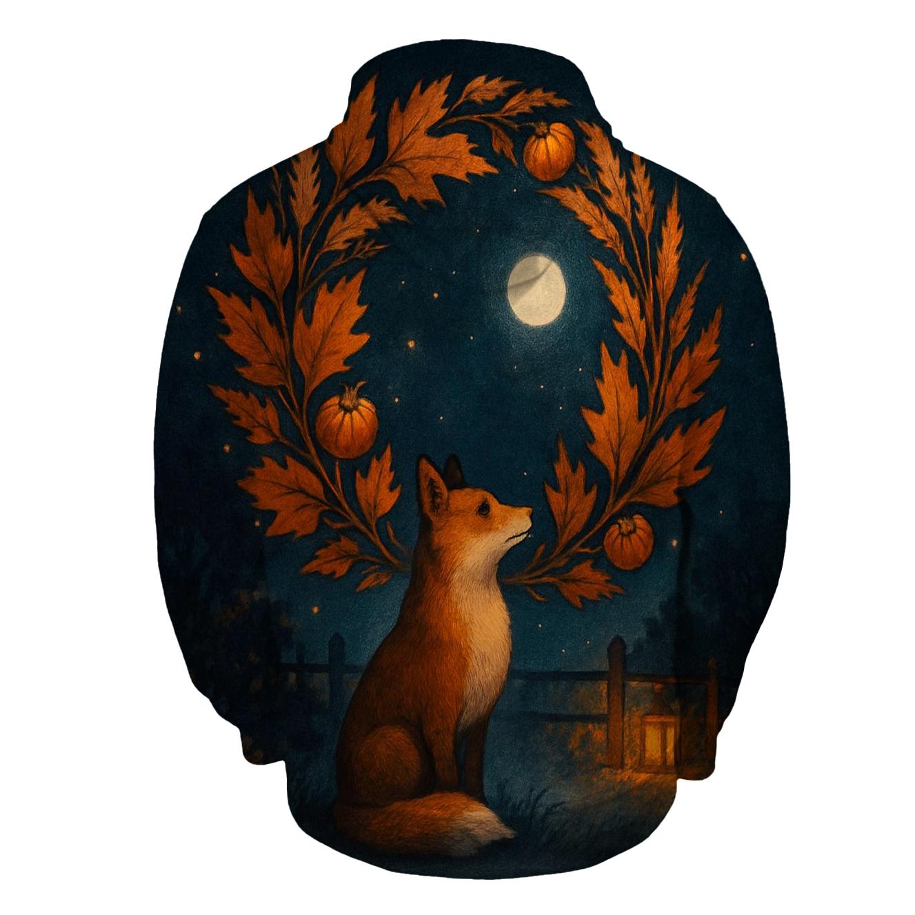 Autumn Leaf Wreath Moonlit Thanks printed hoodies