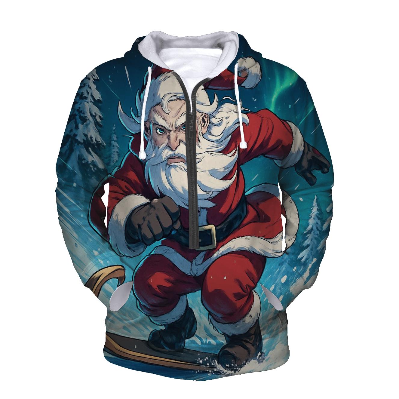 Anime Inspired Santa Snowboard Rush premium hoodies