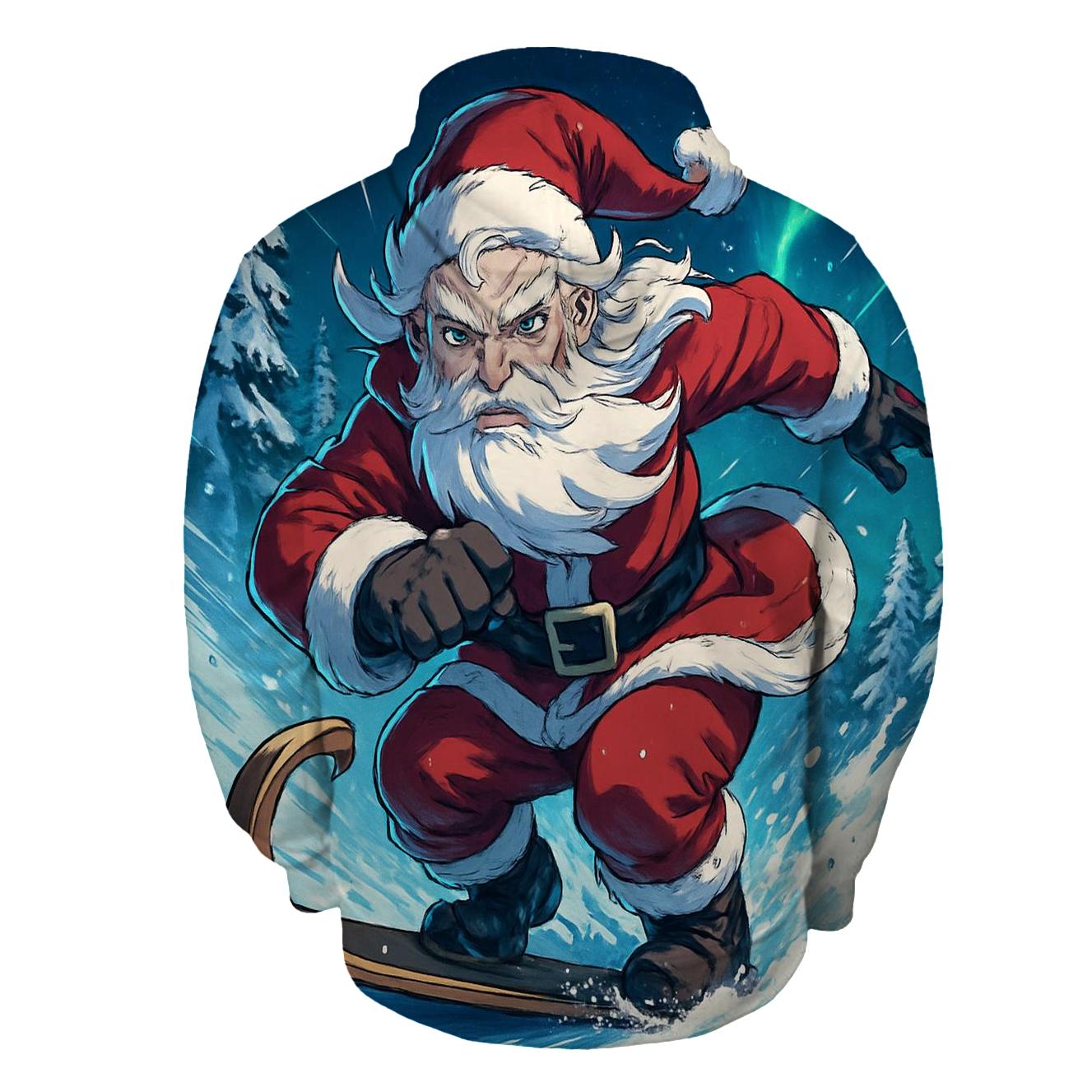 Anime Inspired Santa Snowboard Rush premium hoodies