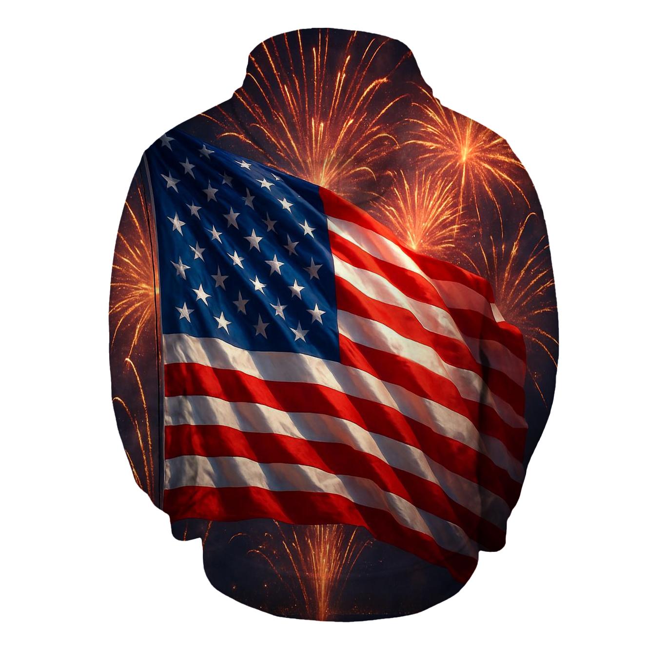 Fireworks Crown Over Waving Banner embroidered hoodies