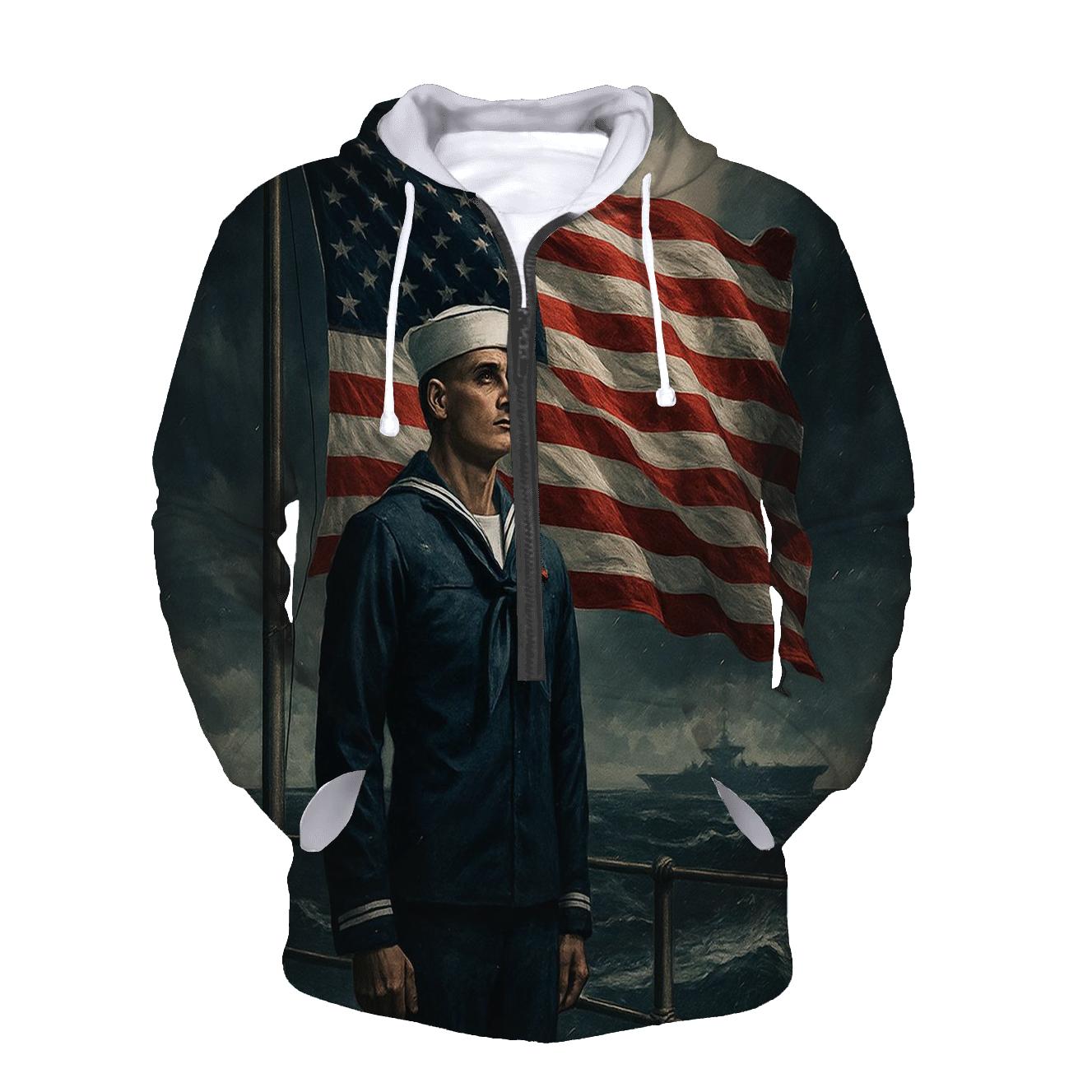 Anchor Of Service In Open Seas embroidered hoodies