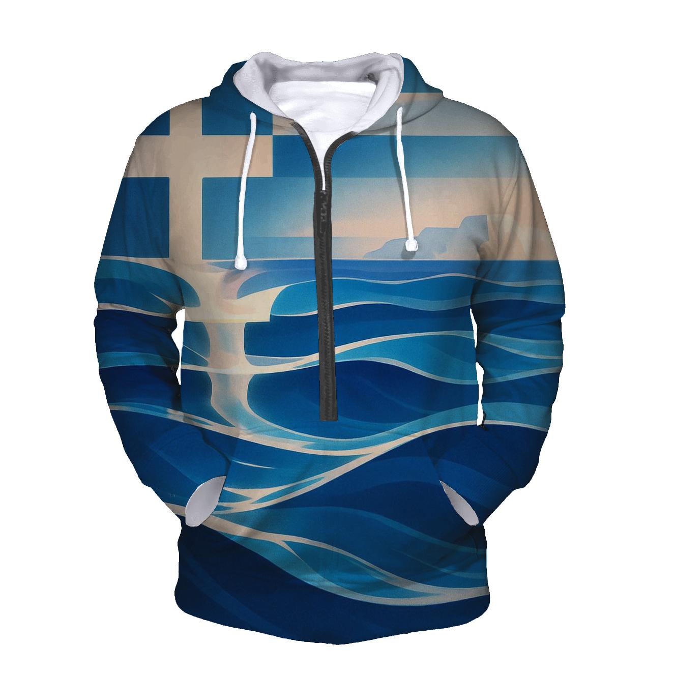 Greece Abstract Aegean Waves graphic hoodies