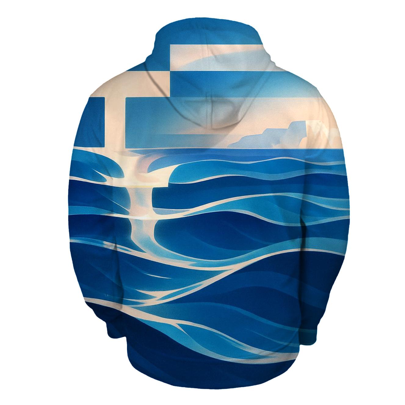 Greece Abstract Aegean Waves graphic hoodies