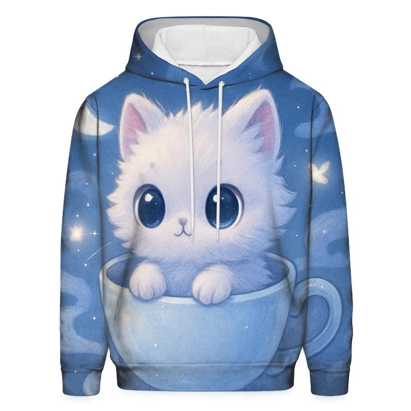Moonlit Teacup Kitten Drift premium hoodies