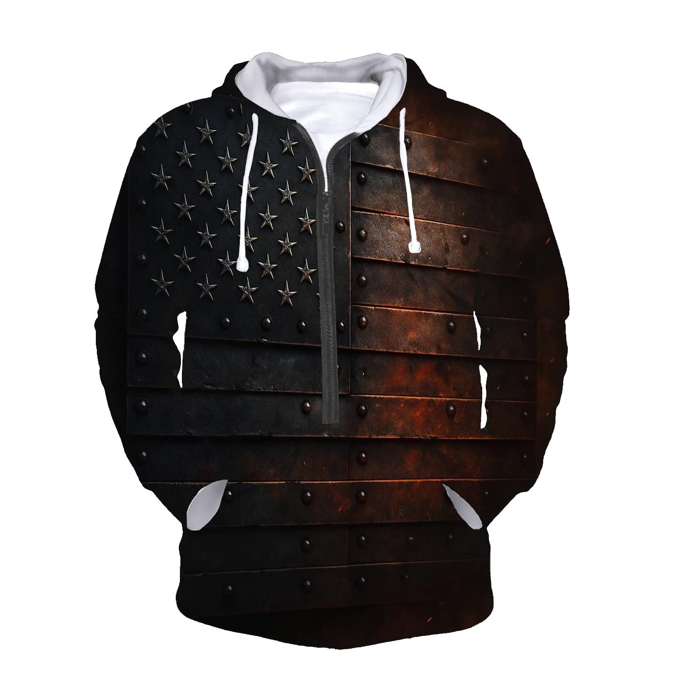 Industrial Rivet Flag Forge hoodies fashion