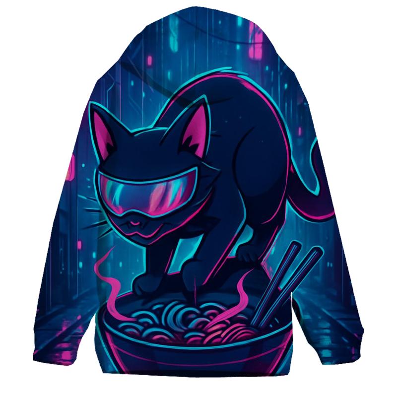 Neon Ramen Alley Cat pullover hoodies