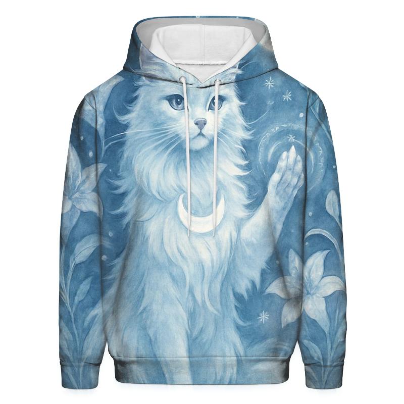 Moonlit Garden Guardian Cat pullover hoodies