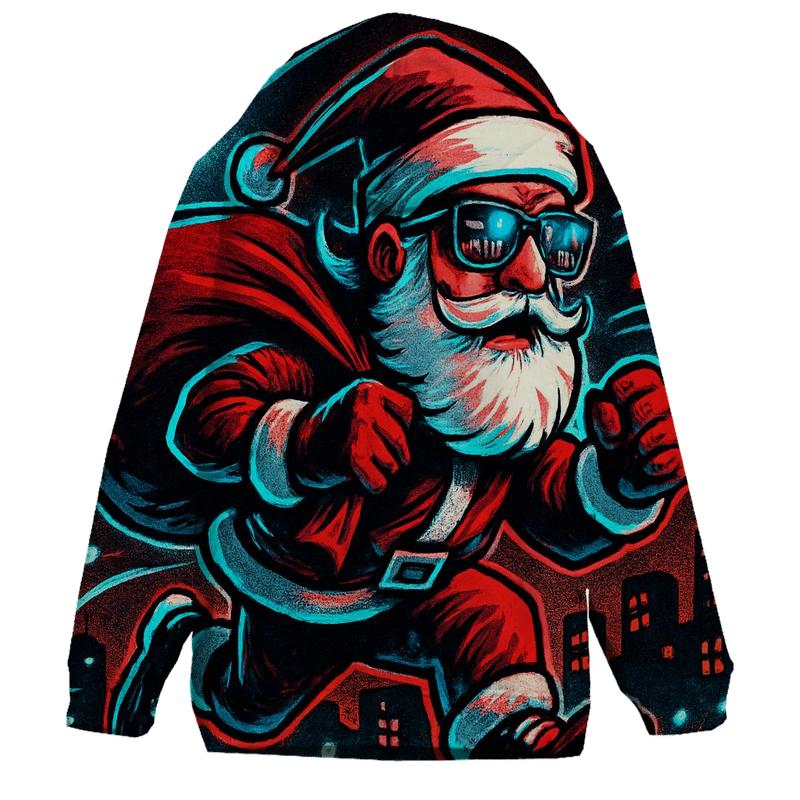 Neon Night Santa On A Rooftop Run premium hoodies