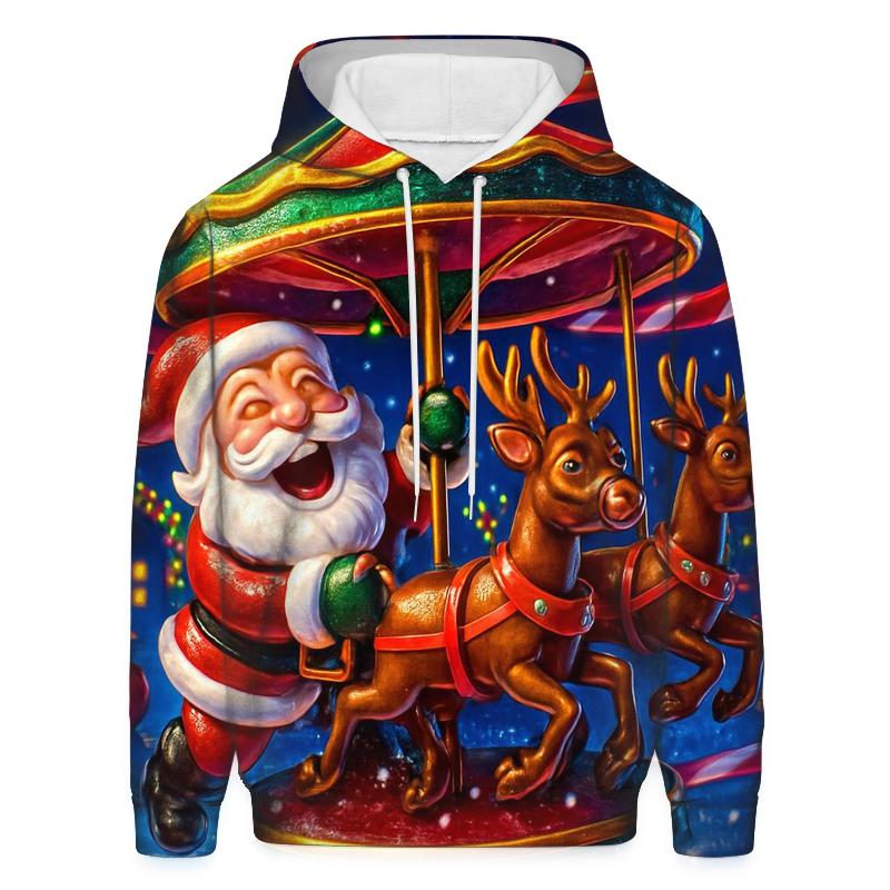 Santa And The Mischief Carousel Reindeer hoodie designs