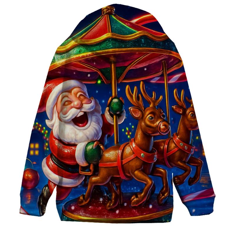 Santa And The Mischief Carousel Reindeer hoodie designs