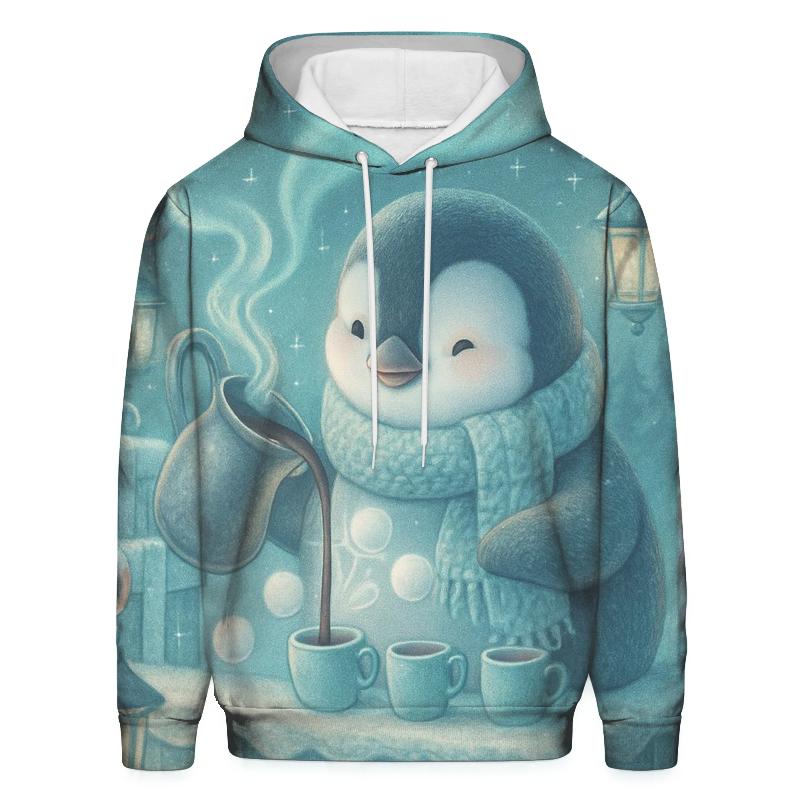 Penguin Cocoa Bar Under Northern Lights embroidered hoodies