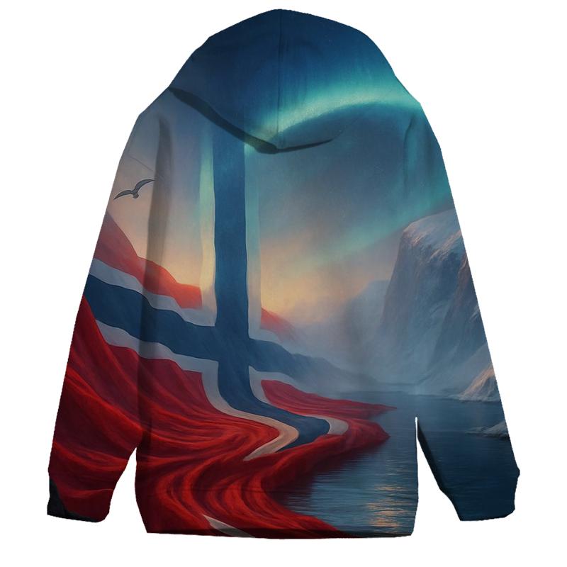 Norway Fjord Aurora Flag embroidered hoodies