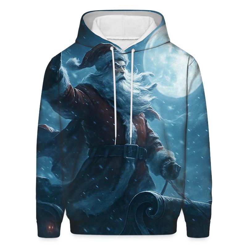 Frosted Moonlight Sleigh Silhouette graphic hoodies