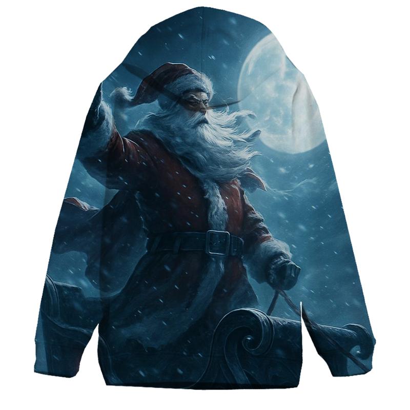 Frosted Moonlight Sleigh Silhouette graphic hoodies