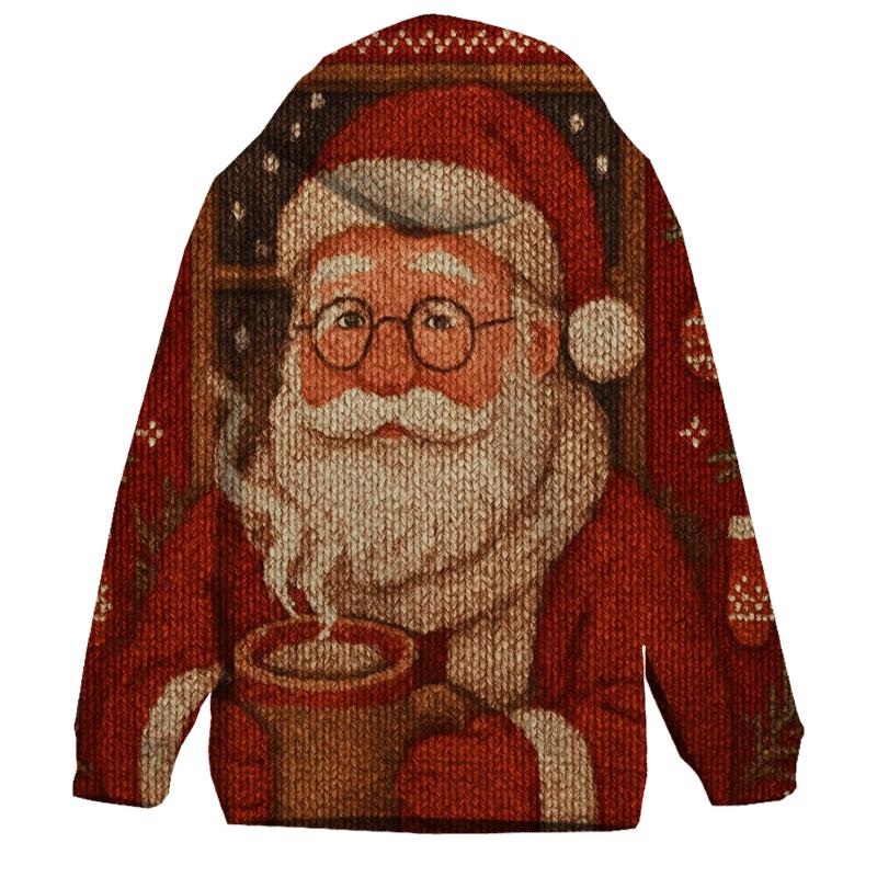 Knitted Pattern Santa Cocoa Cabin pullover hoodies