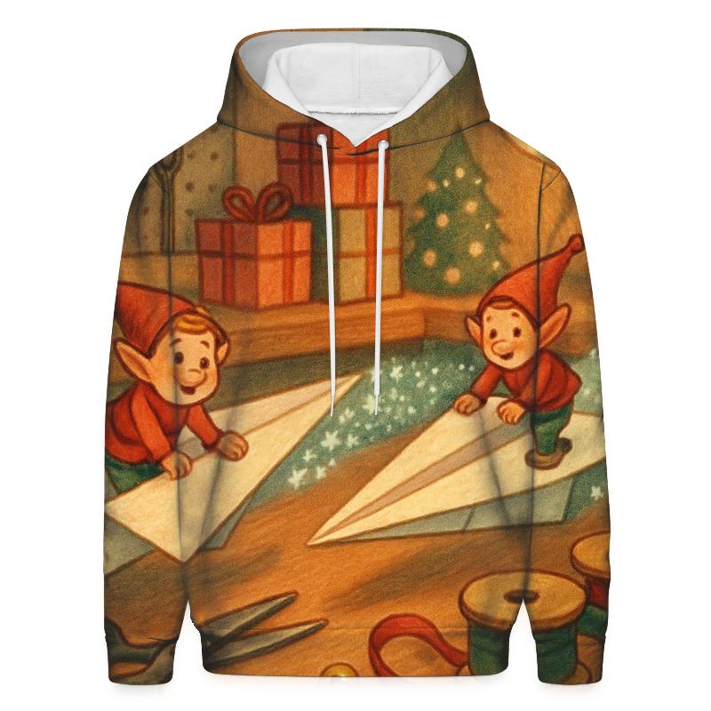 Elf Workshop Paper Airplane Sleigh Race heavyweight hoodies