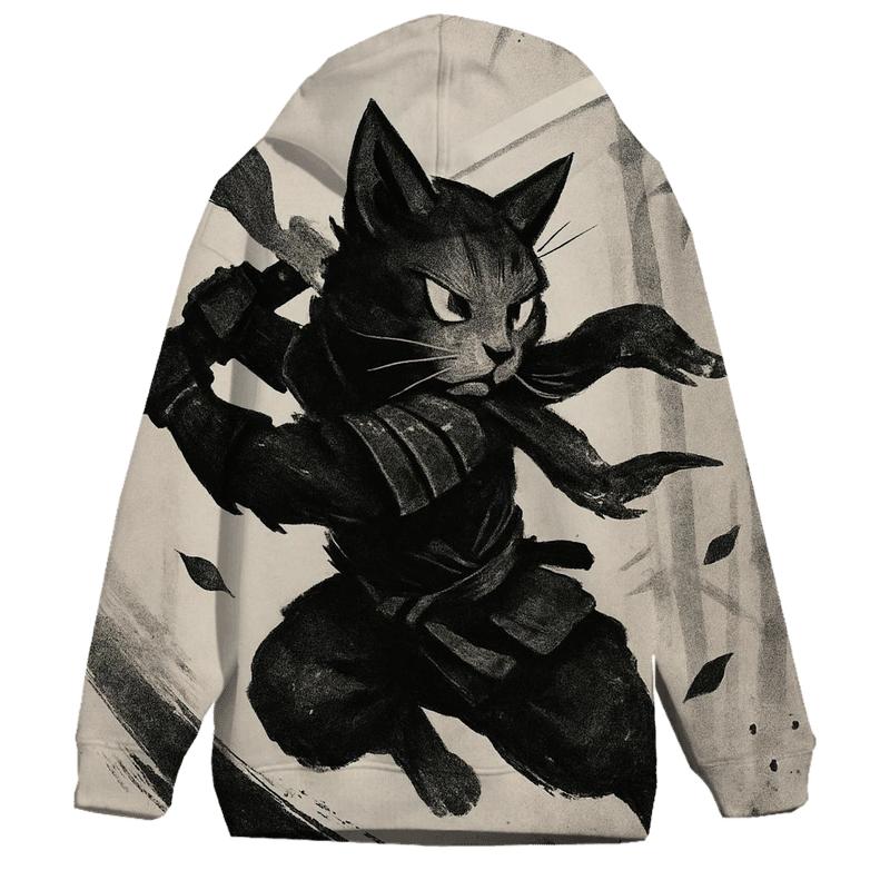 Ink Wash Bamboo Duel Cat graphic hoodies