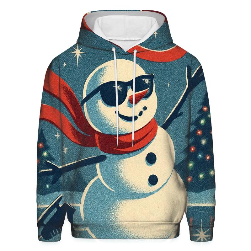 Vintage Skater Snowman Disco Pond printed hoodies