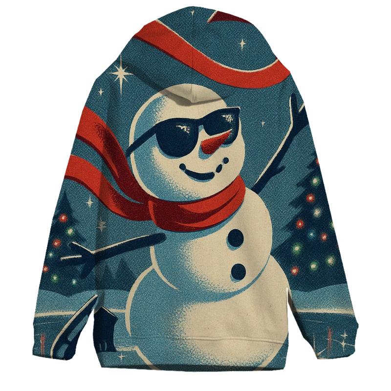 Vintage Skater Snowman Disco Pond printed hoodies