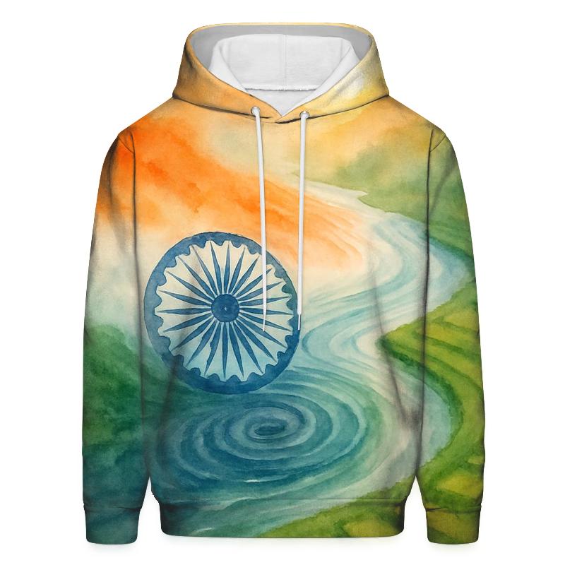 India Watercolor River Flag designer hoodies